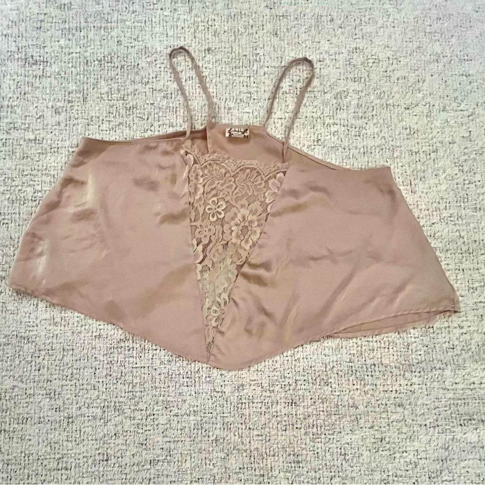 Intimately FREE PEOPLE beige lace and silk camisole top tank top lingerie MED